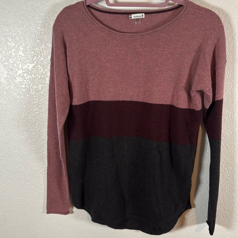 Smartwool Color Block Crew Merino Wool Blend Sweater Size Small